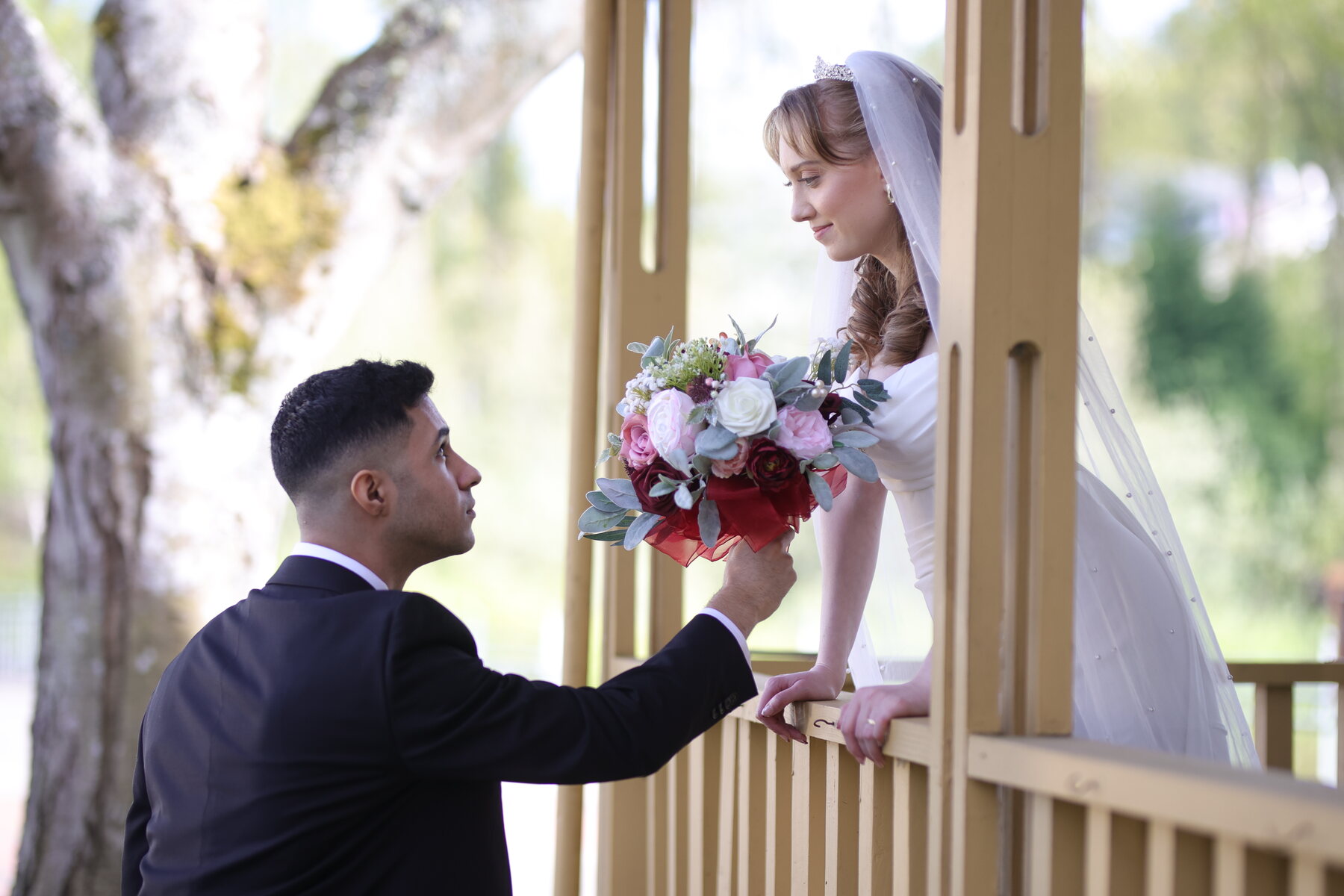 The bouquet, offered at the gazebo